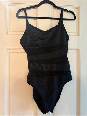 Shade & Shore Black One-Piece Swimsuit with mesh Detail